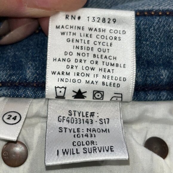 GRLFRND NAOMI Blue Jeans in "I Will Survive" Wash Made in USA Ripped Knees - 24 - Picture 12 of 13